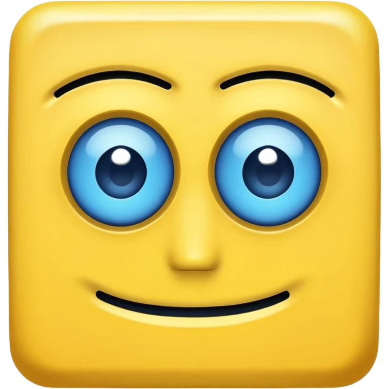 geometery dash square yellow body blue face square mouth and eyes emoji