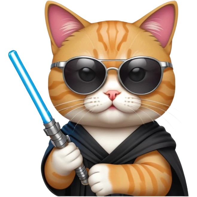 cat with sunglasses and jedi sword emoji