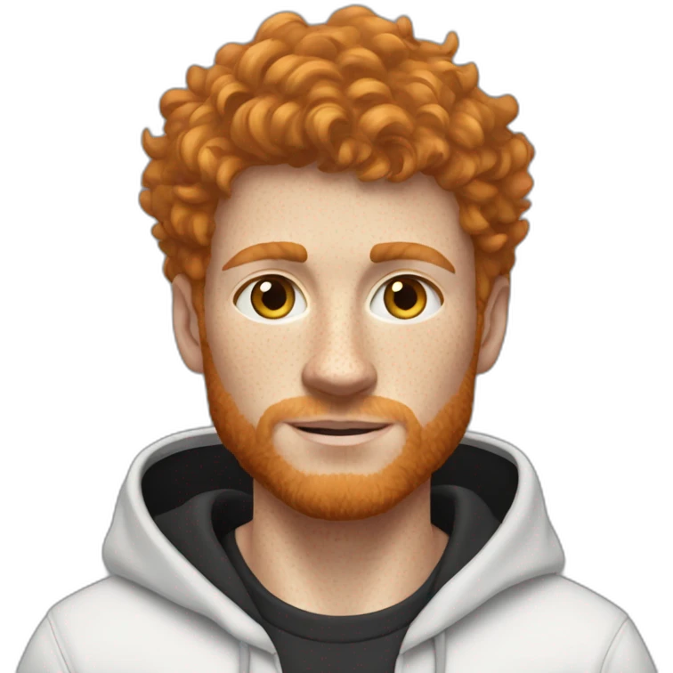 Ginger scruffy hair slightly curly. Hazel eyes and freckles. Black Nike tracksuit full body. Clean shaven emoji