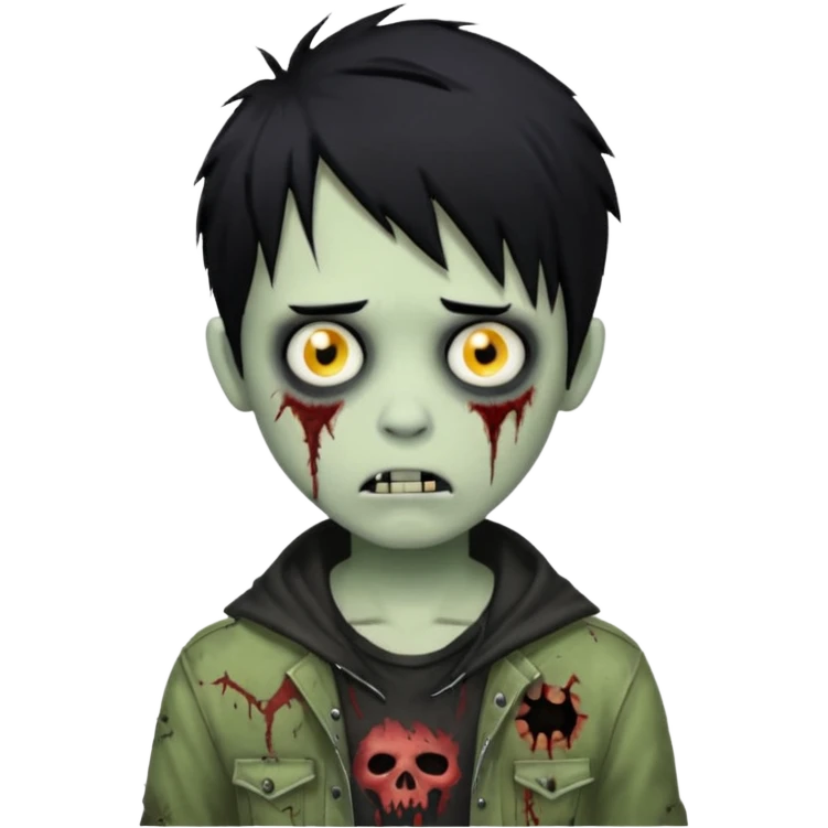 boy zombie with black hair emo emoji