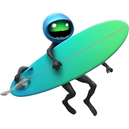 alien surfing in space emoji