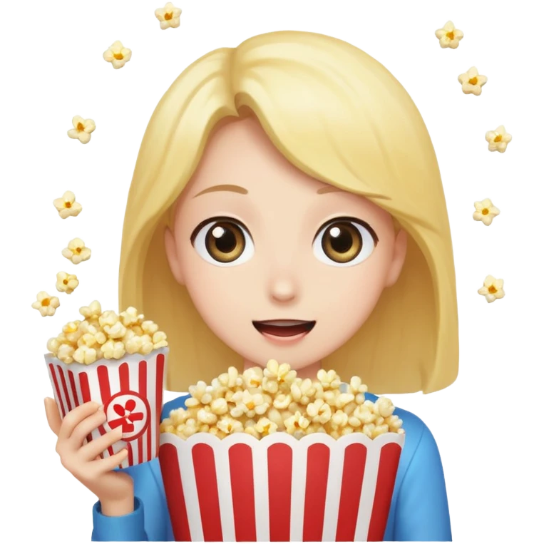 excited emoji with sparkly eyes holding popcorn watching anime emoji