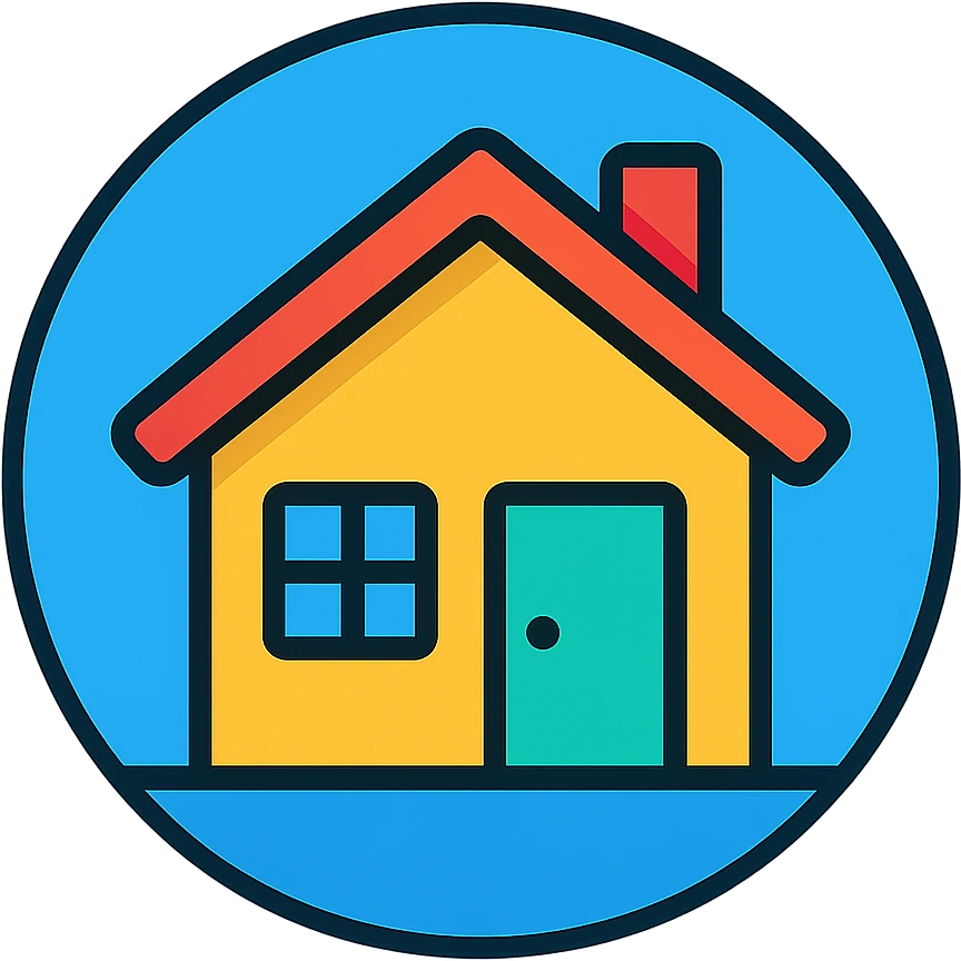 house icon, round shape, modern color icon style emoji