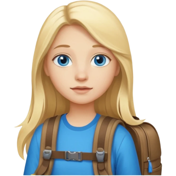 a blonde girl with long hair and blue eyes whose travel emoji