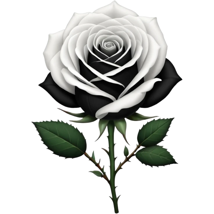 Black and white rose combine with stem emoji