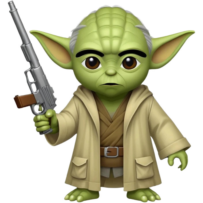 Yoda with a gun emoji
