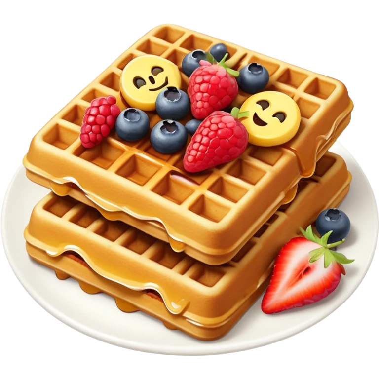 Belgian waffle with toppings in emoji style emoji