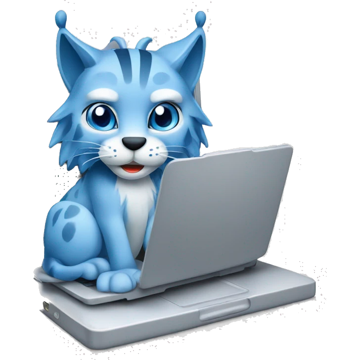 A blue lynx with a laptop emoji
