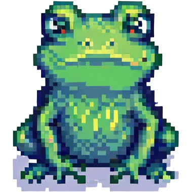 a sad frog pixel art with a single tear emoji