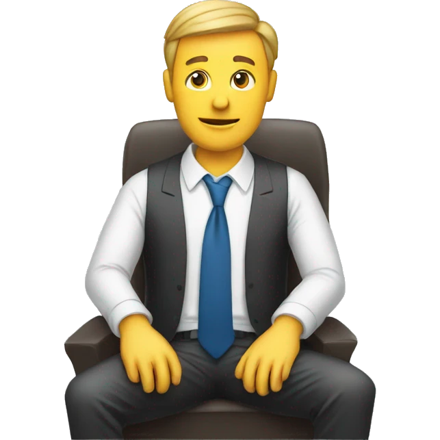 man in a tie sitting from on computer emoji
