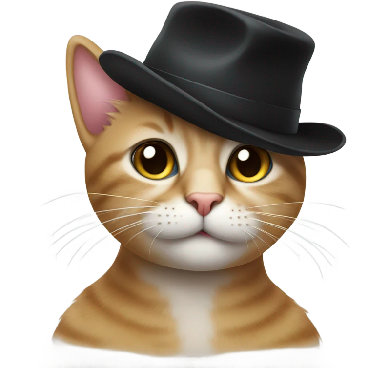 Cat with a hat that is black  emoji