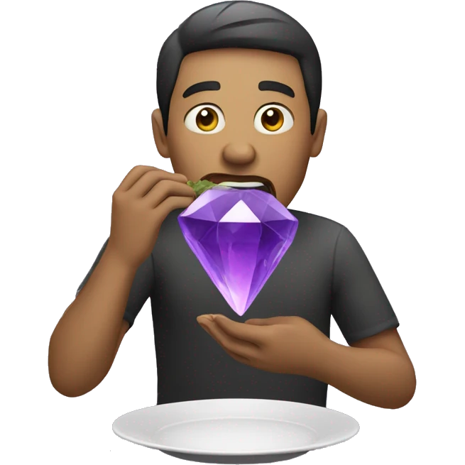 man eating a purple crystal emoji