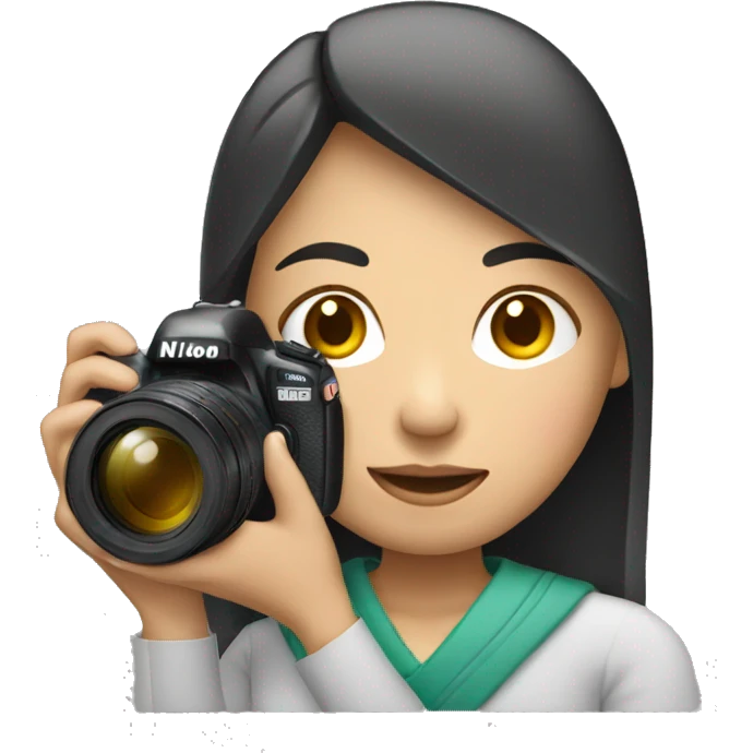 asian woman holding a nikon camera emoji