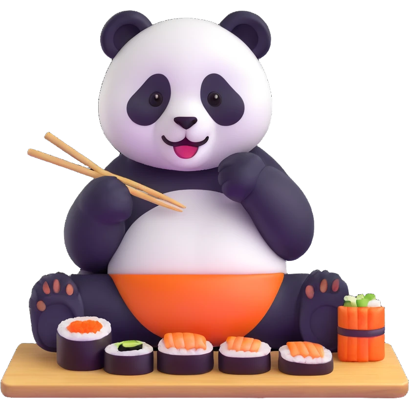 panda eating sushi emoji