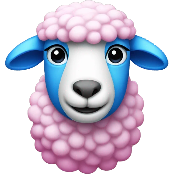 sheep marked with blue and another with pink emoji
