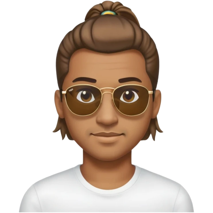 Light brown skin man with Ponytail hair and Rayban sunglasses emoji