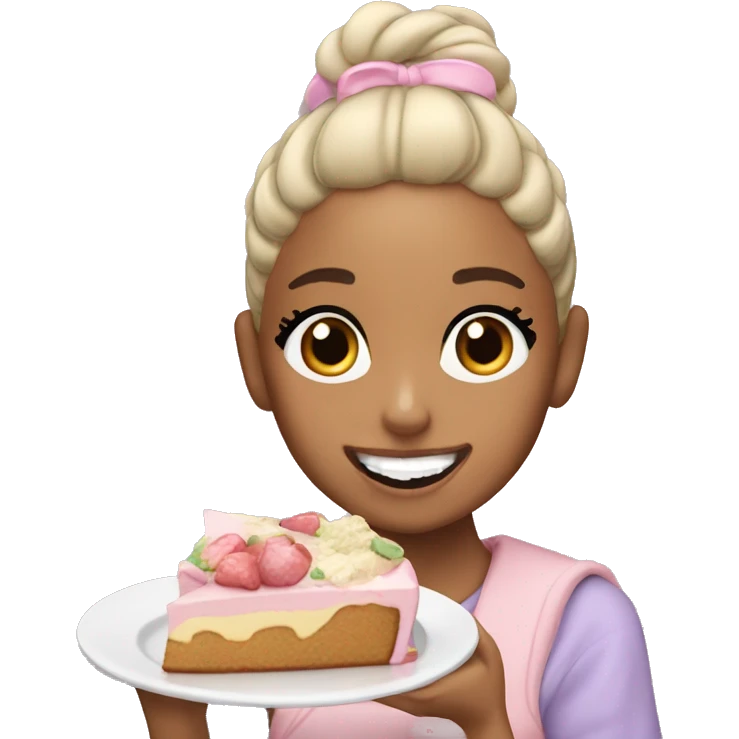 ariana grande comiendo un pastel emoji