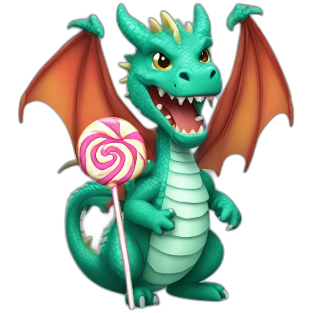 a dragon eating lollipop emoji