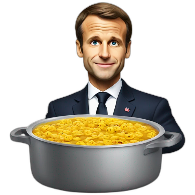 Emmanuele Macron sur une casserole emoji