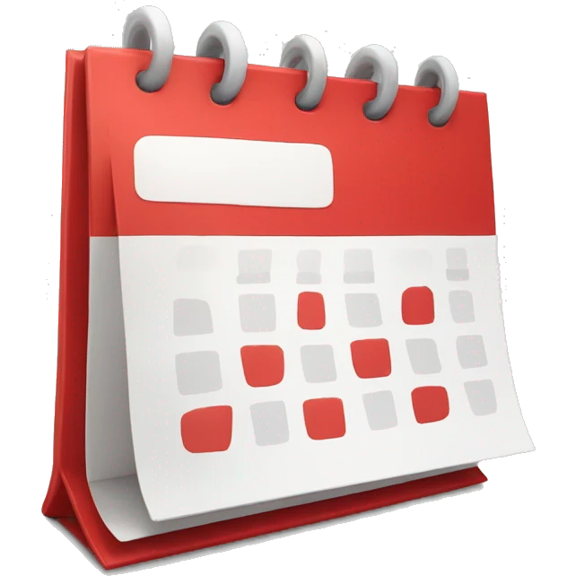 Toon 3D red and white calendar icon emoji