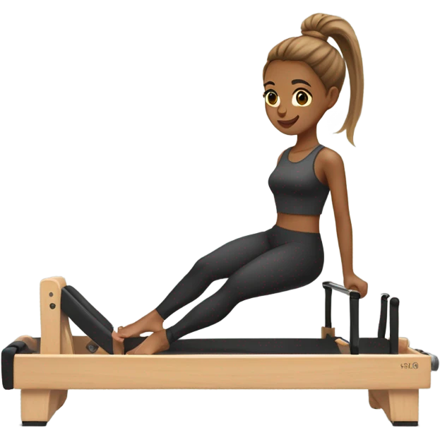 Light brown skin with ponytail Mujer pilates reformer emoji