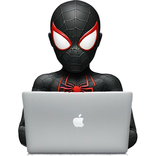 black spiderman with macbook emoji