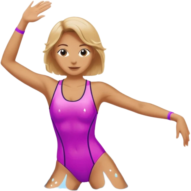 Lady doing aerobics in water with water splash emoji