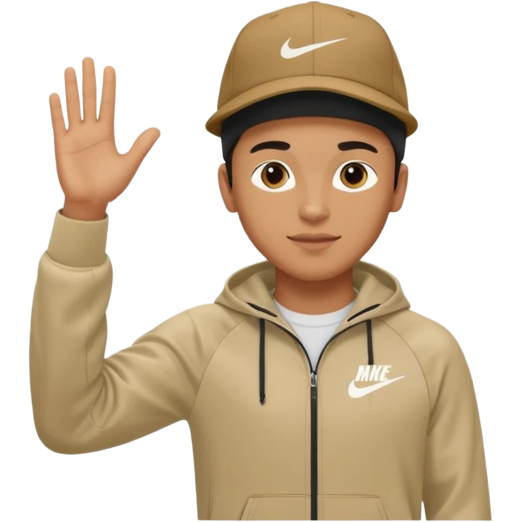 Ragazzo mulatto col cappello Nike e tuta Nike cha saluta emoji
