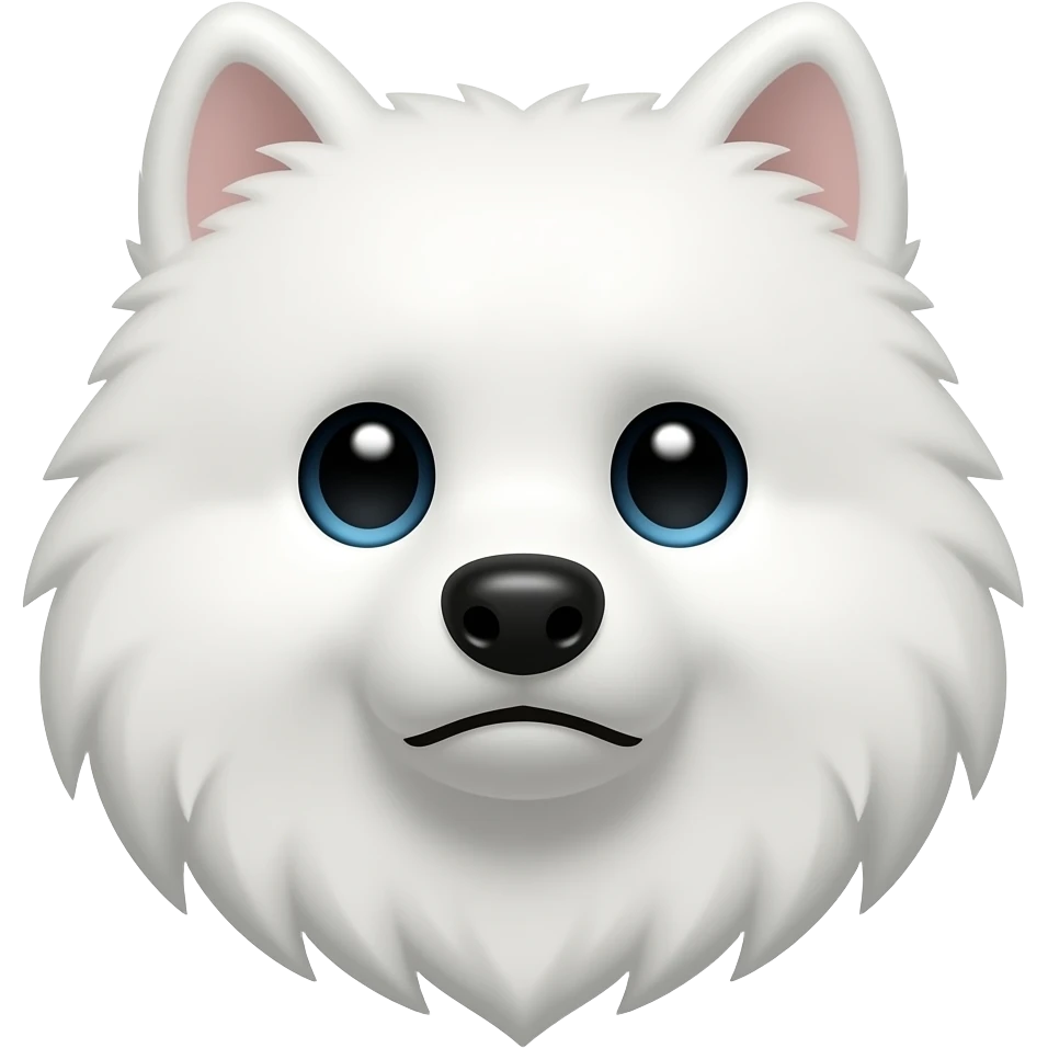Make a samoyed make a sad face as if it just heard bad News emoji