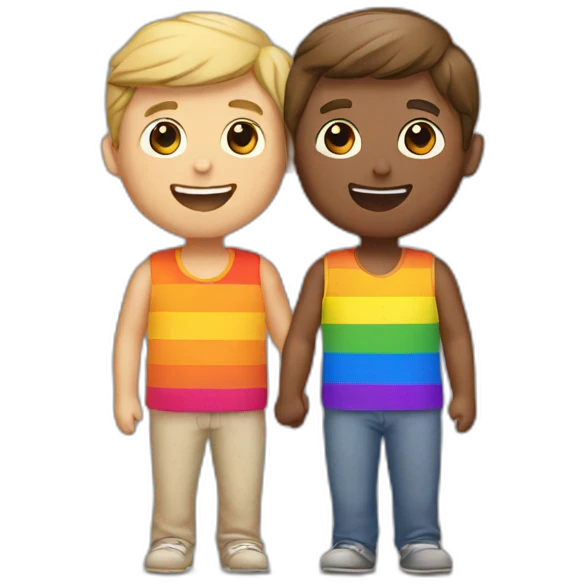 Gay couple with rainbow flag emoji