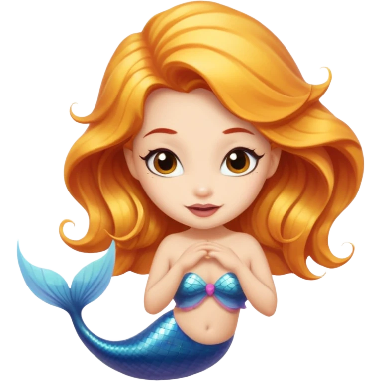 A cute mermaid emoji with a naughty face, looking coy and mischevious with a flirty smirk.  emoji