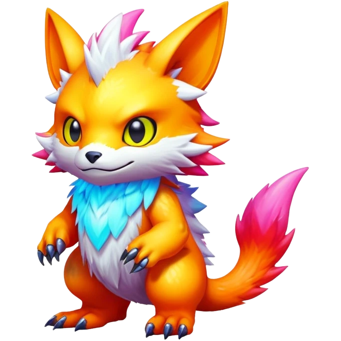  lush warm-colored modern colorful neon-colored cyber-Fakémon-Digimon-creature emoji