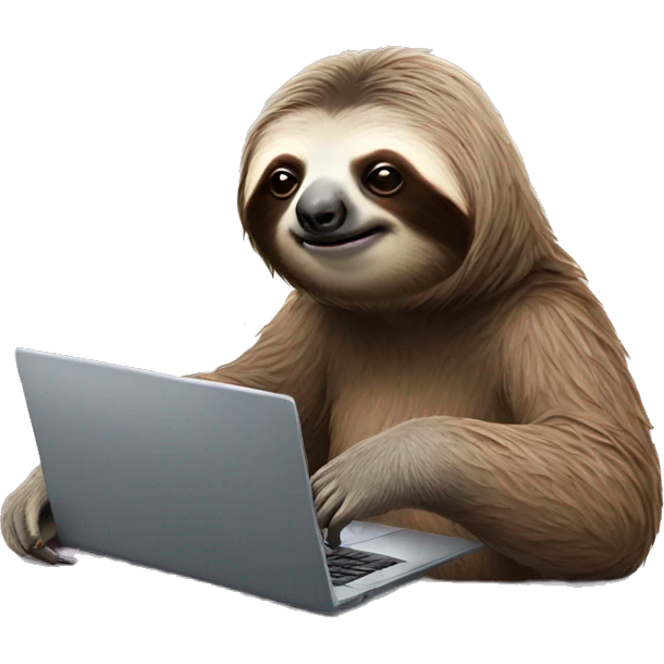 sloth with RedBull can and laptop emoji