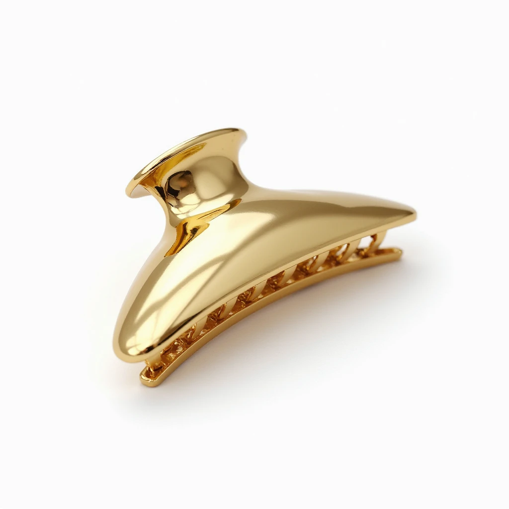 realistic hairclip made of gold metal, photorealistic, isolated, no hair, neutral background emoji