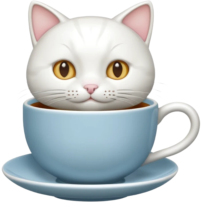 white cat ceramic tea cup emoji