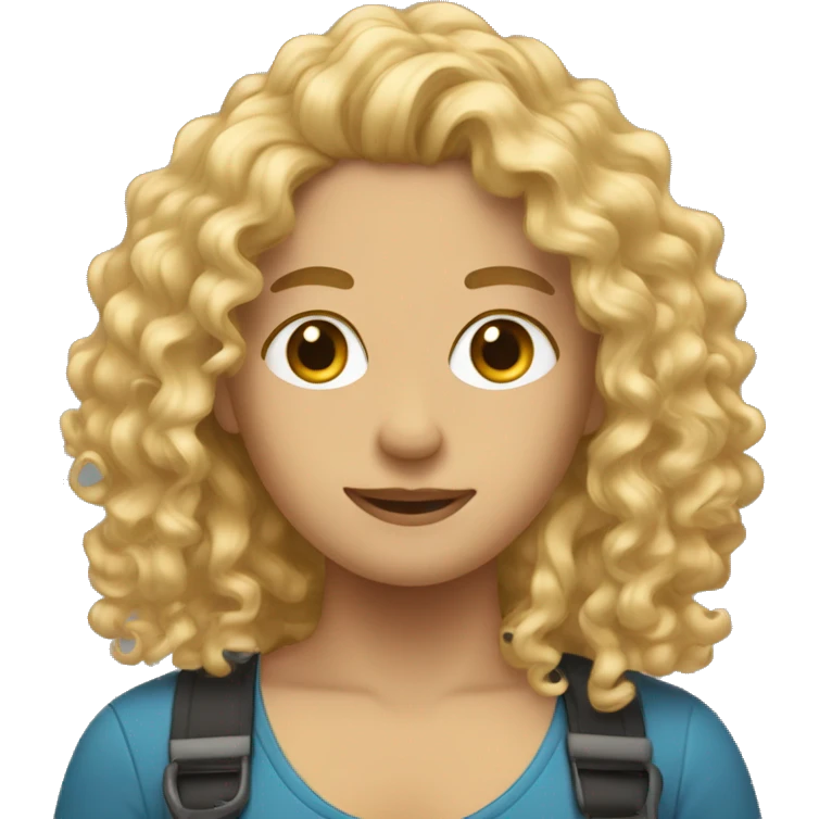 TECHER WITH LONG SOT OF CURLY BLONDEHAIR emoji