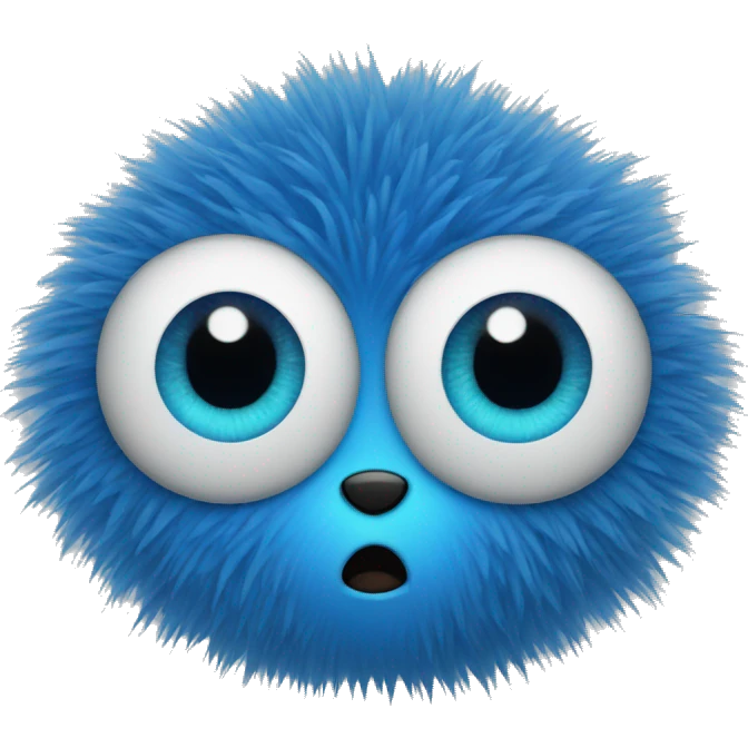 blue fuzzy character with spiral eyes emoji