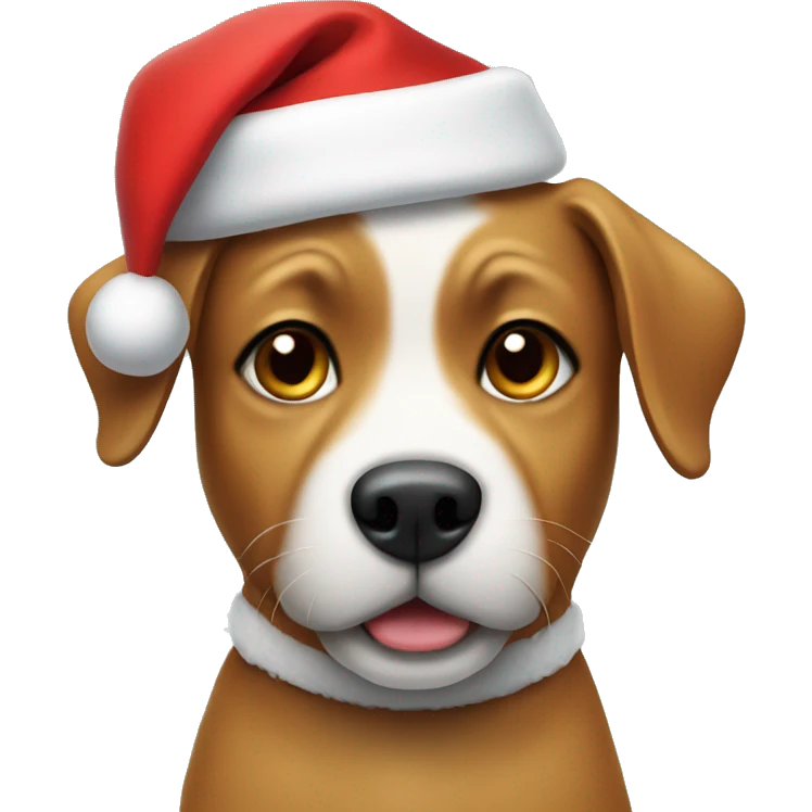 Dog wearing a Santa hat emoji