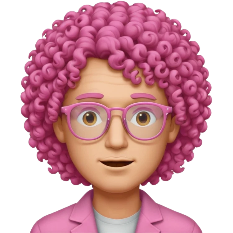 pink curly guy with rectangle glassess emoji