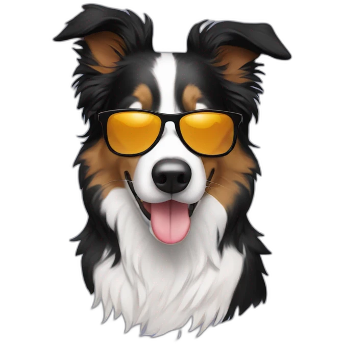 Border collie with sunglasses emoji