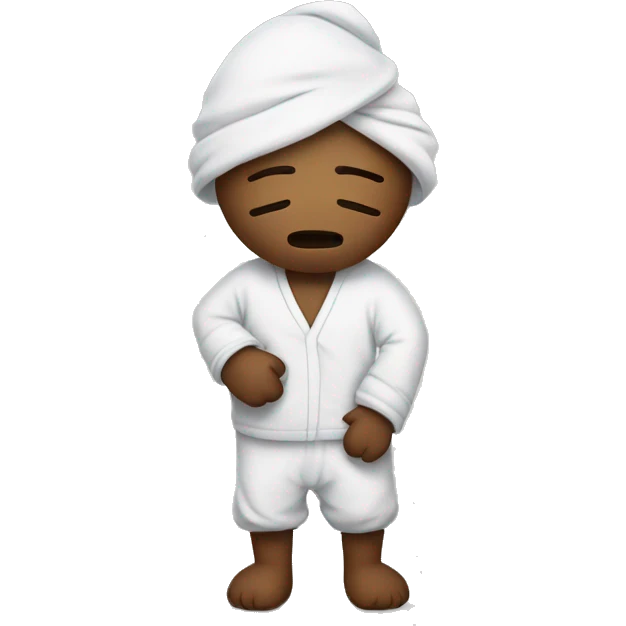 Sleepy with pijama tucked in beed emoji