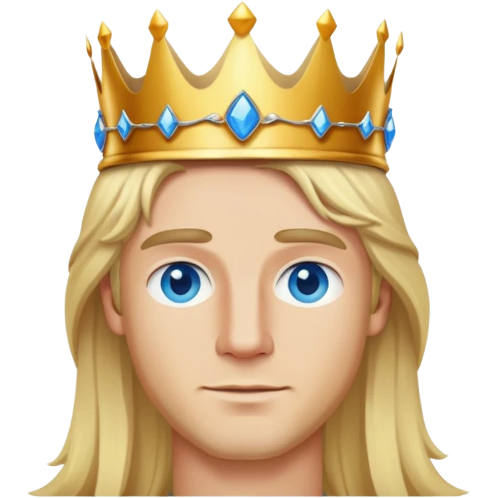 blonde beard with long hair blue eyes with crown emoji