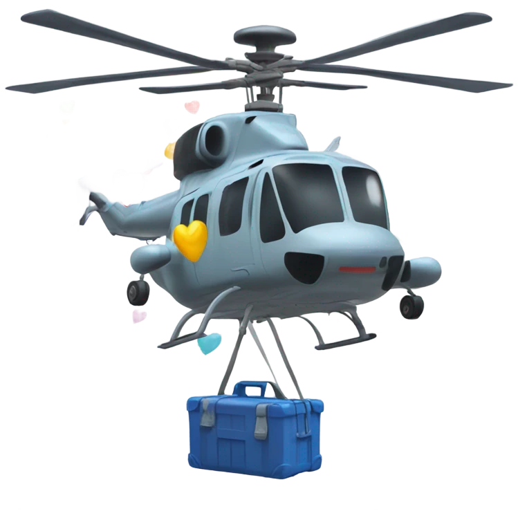 Helicopter dropping hearts emoji