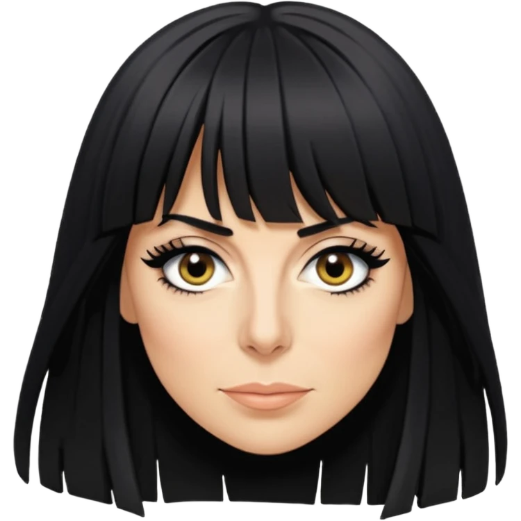 Claudia Winkleman with a thick long fringe emoji