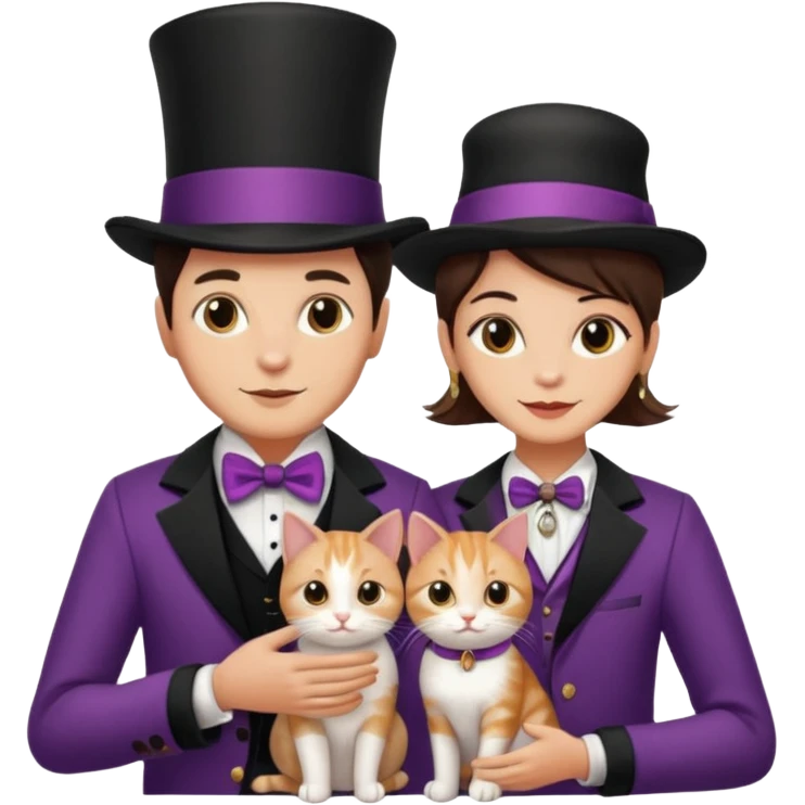 magician couple and their pet cat emoji