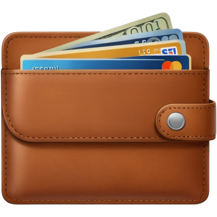portefeuille marron avec quelques billets et carte bancaire emoji