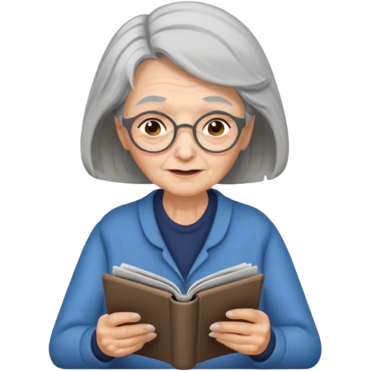old woman, reading magazine emoji
