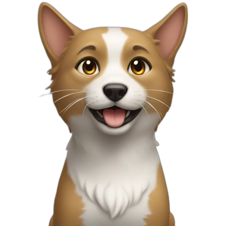 Un chat sur un chien emoji