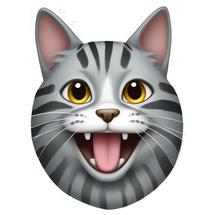gray striped cat with open mouth emoji