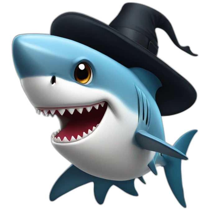 Shark with a top hat emoji